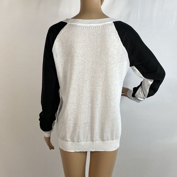 ❤️Last Chance Mixed media black & white long sleeve blouse size M - Picture 4 of 6